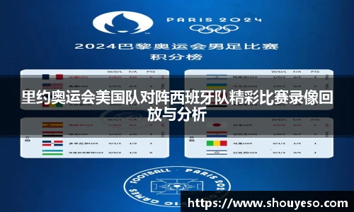里约奥运会美国队对阵西班牙队精彩比赛录像回放与分析